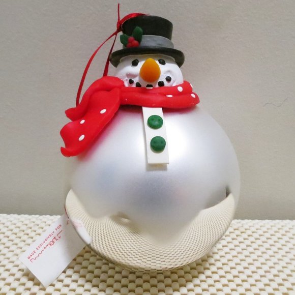 Snowman Christmas Tree Ornament 4.5" Globe Vintage Mercury Glass Department 56 - Picture 1 of 9
